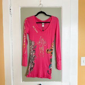 NWT Ed Hardy Long Sleeve Pink Top size M